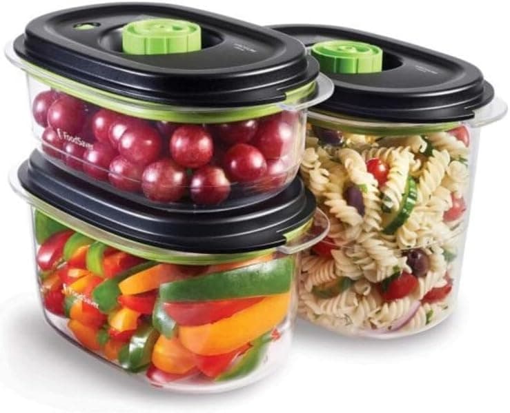 FoodSaver Recipiente para conservar e marinar a vácuo, 700 ml, 1,2 l e 1,8 l, Hermético, livre de BPA, à prova de fugas, máquina de lavar louça adequada, embalagem de 3
