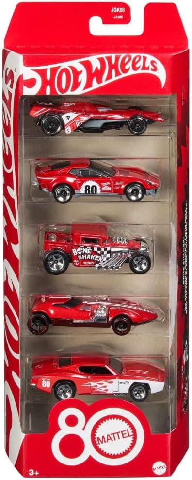 Hot Wheels JGK08 | Pack de 5 carros de coleção 1:64 com embalagens comemorativas