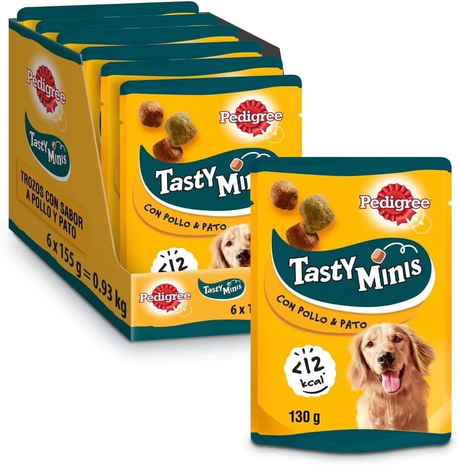Pedigree Tasty Mini Snacks para cães sabor frango e pato (embalagem de 6 x 130 g)