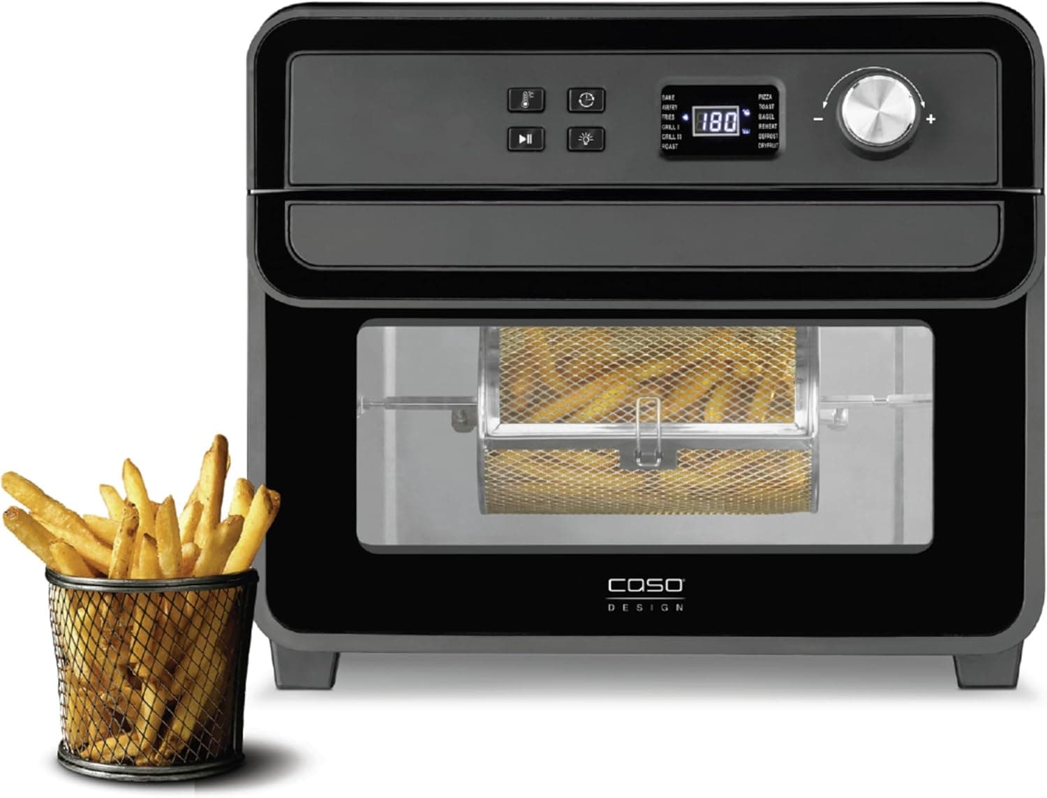 CASO AirFry Chef 1700 - Frigideira a ar quente de design, pronta para uso diretamente sem aquecimento, 3 níveis, faixa de temperatura de 40 °C a 230 °C (incrementos de 5 °C), temporizador