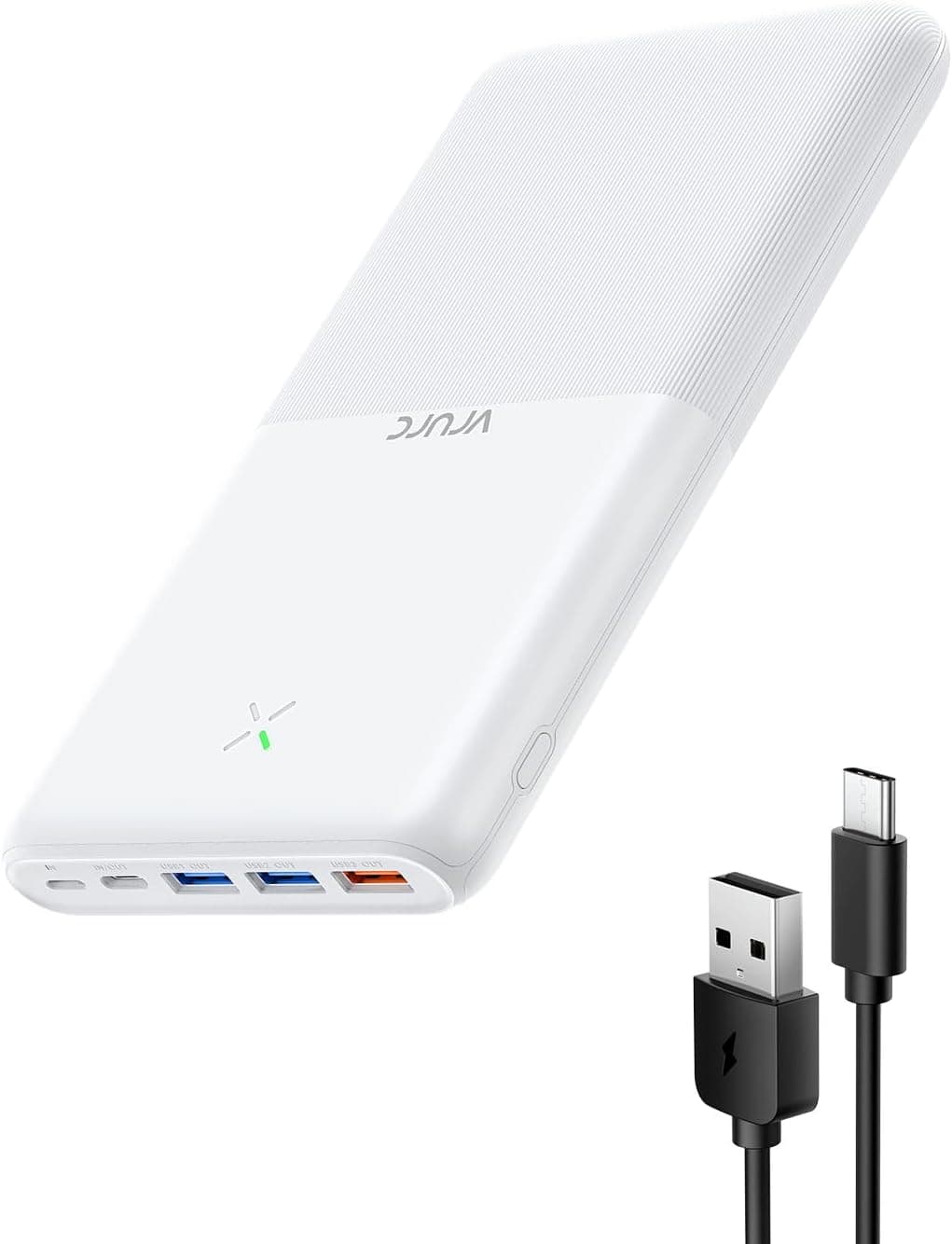 VRURC Power Bank 30000 mAh, 22,5 W PowerBank USB C bateria externa para telemóvel de carregamento rápido com 4 saídas e 3 entradas carregador portátil compatível com iPhone, Samsung, Huawei - branco