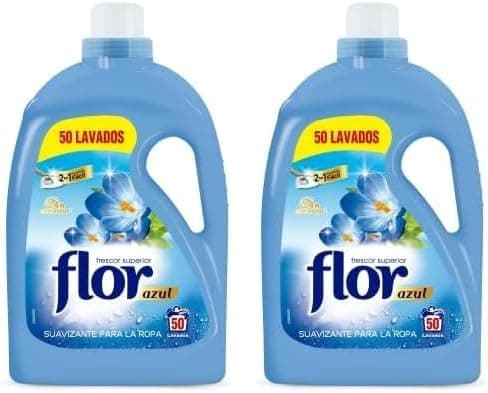 Flor - Suavizante para roupas, aroma azul - 50 lavagens (embalagem de 2)