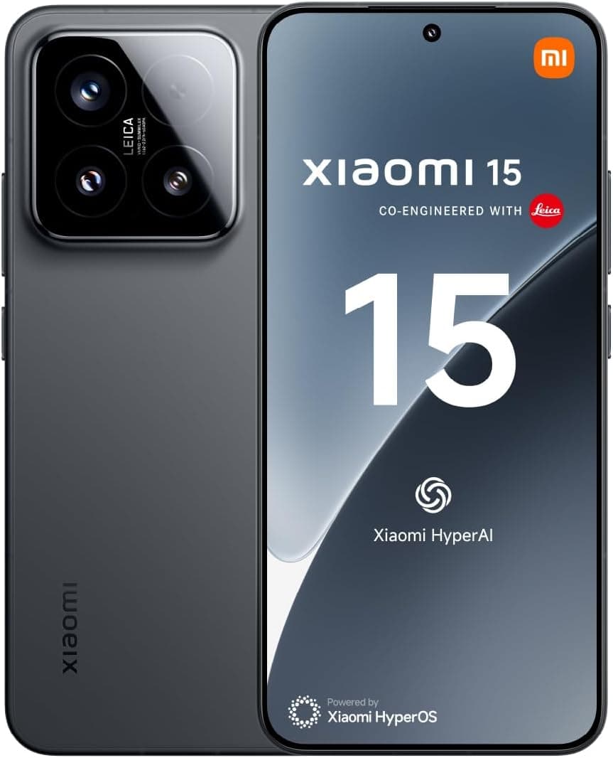 Xiaomi 15 - Smartphone de 12 + 512 GB, lente ótica Leica Summilux, Snapdragon 8 Elite, ecrã AMOLED CrystalRes de 6,36" de 120 Hz, HyperCharge de 90W, carregador não incluído, preto