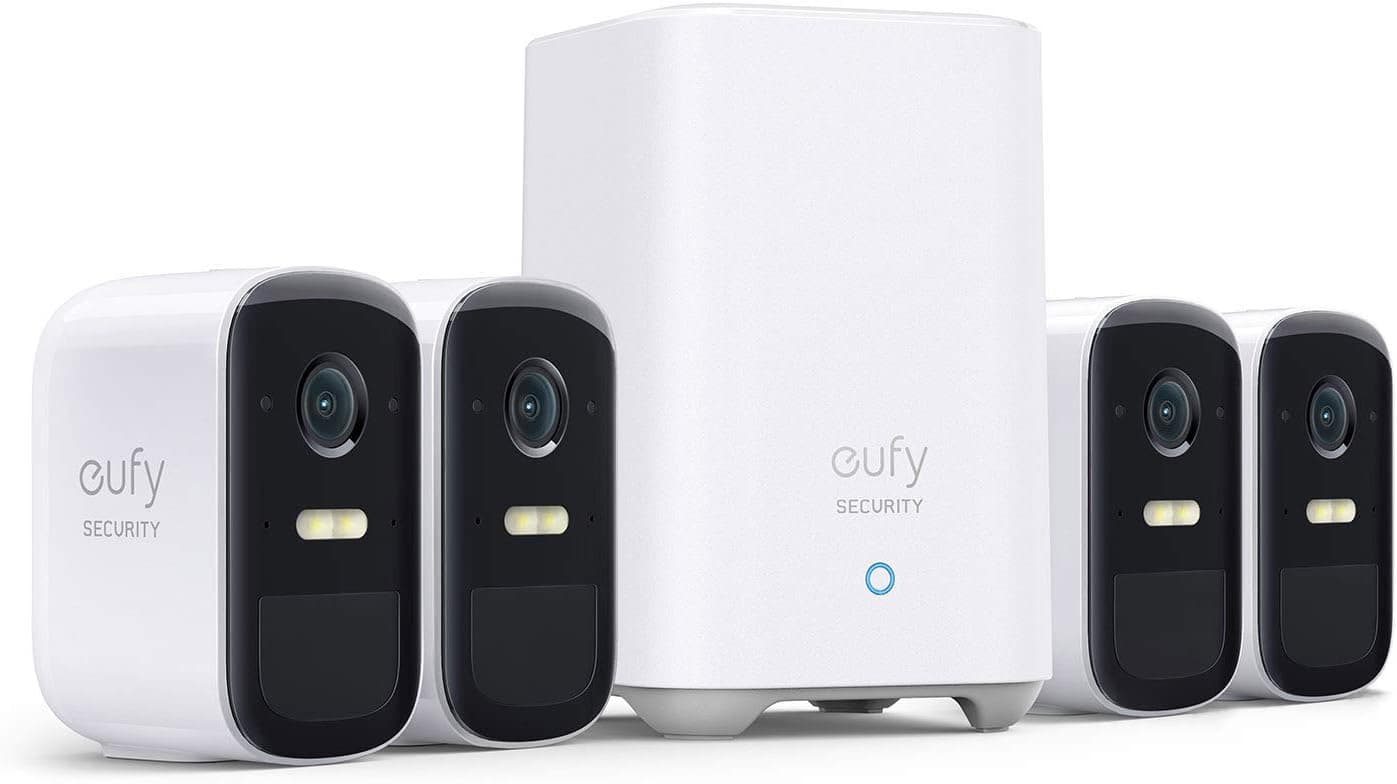 eufy Security eufyCam 2C Pro, câmara de vigilância WiFi exterior, câmara de vigilância exterior, 180 dias de duração da bateria, resolução 2K, nessun custo mensile, conjunto de quatro câmaras