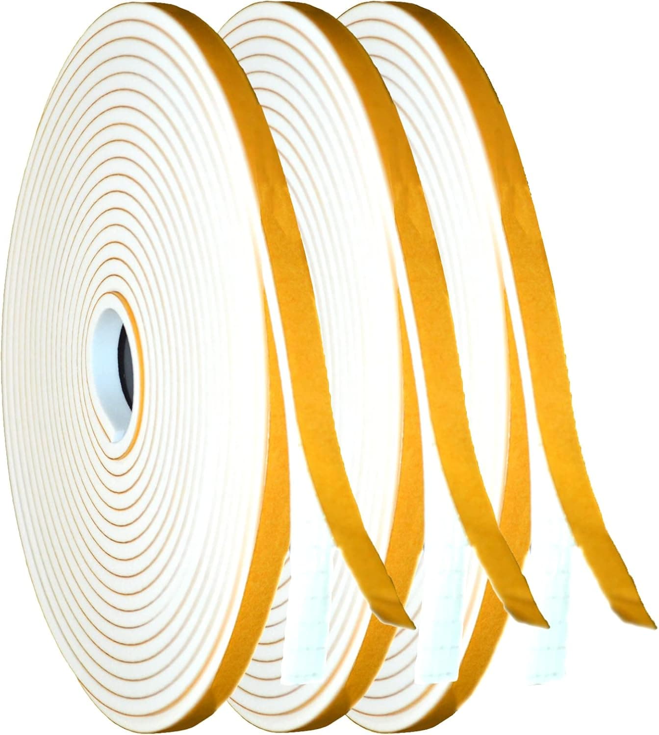 15 m, fita selada autocolante de espuma para porta, fecho de porta com fecho de correr janela anti-ruído, resistente a impactos, 3 rolos com 5 m de comprimento, 6 mm (largura) x 3 mm (espessura),