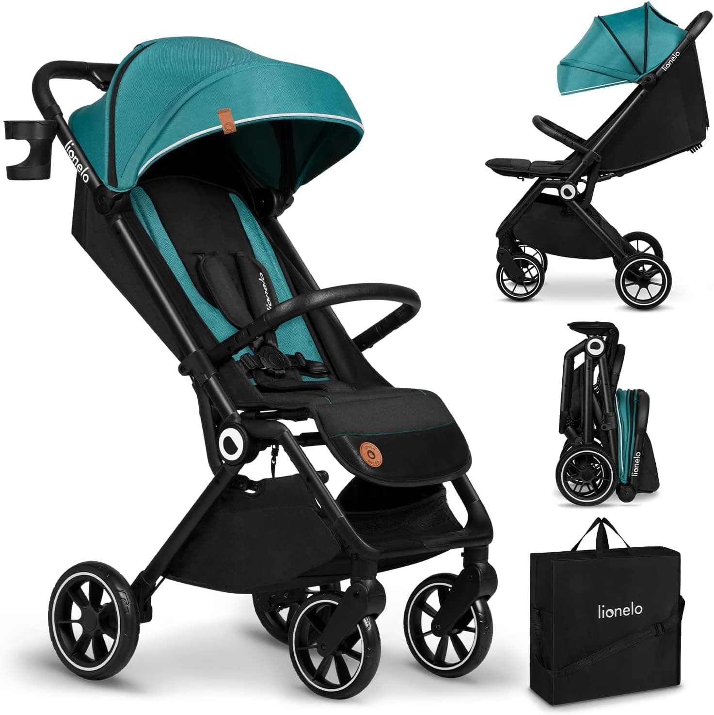 Lionelo Cloe | Carrinho de passeio dobrável leve e compacto até 22 kg com encosto ajustável e cobertura impermeável