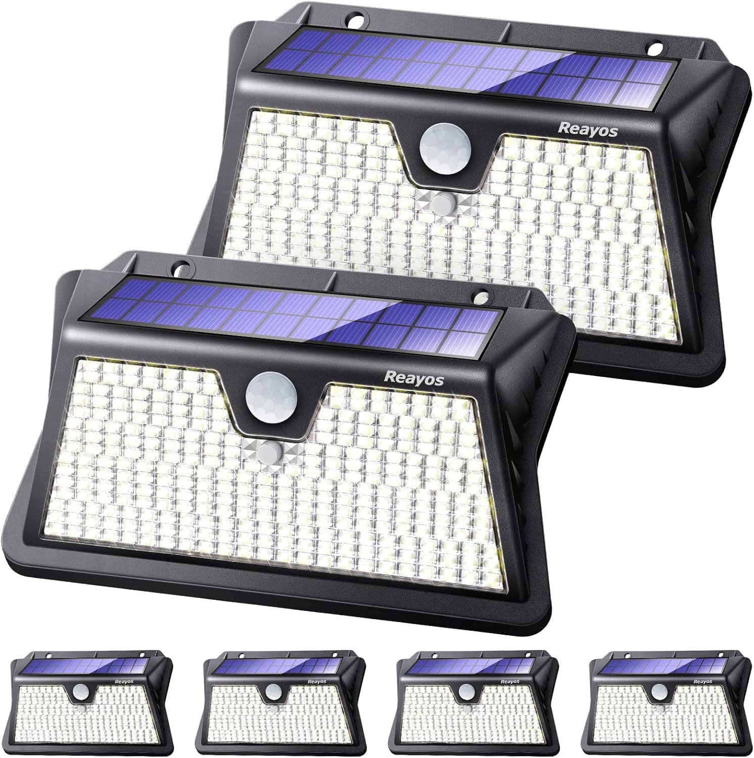 Reayos Luz solar exterior, [283 LED 3 modos] holofotes LED exteriores solares com sensor de movimento 180° iluminação IP65 impermeável para jardim 