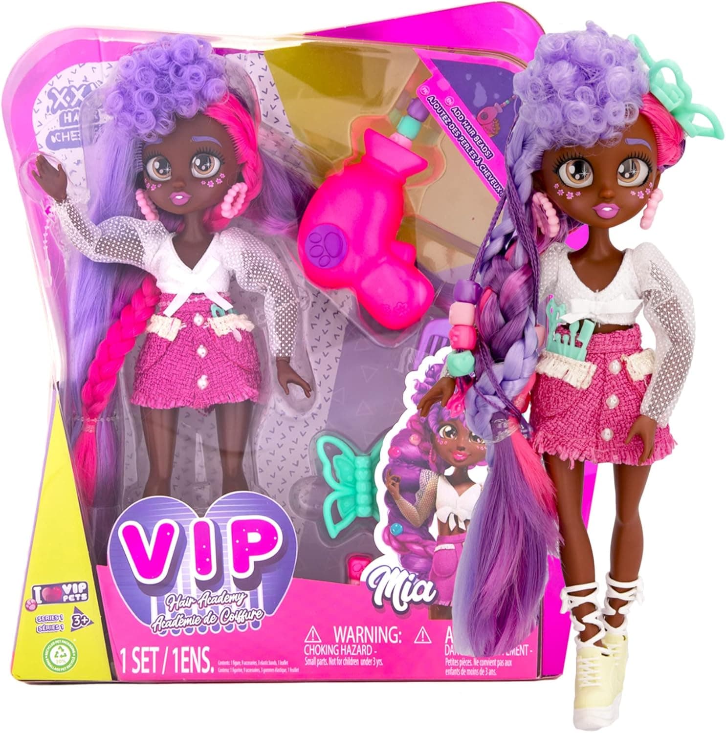 Vip Pets Fashion Mia - boneca colecionável com cabelo mais comprido para pentear - presente ideal para meninos e meninas + 4 anos