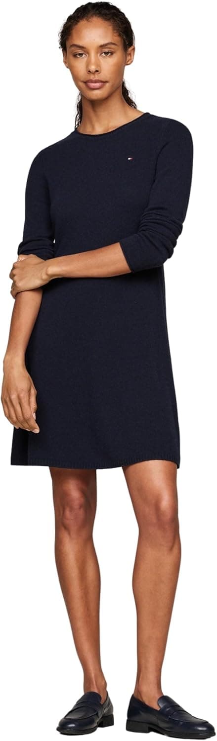 Tommy Hilfiger Vestido tipo camisola Soft Wool Flared Sweater Dress manga comprida