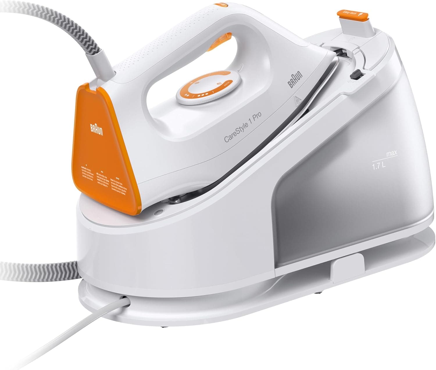Braun CareStyle 1 Pro IS1511WH, Centro de passar a ferro com tecnologia FreeGlide 3D, revestimento super cerâmico, passar a ferro vertical, anti-gotejamento, depósito de água de 1,7 l removível, 2200