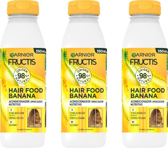 GARNIER Fructis Hair Food Condicionador de banana nutritiva, 350 ml x 3