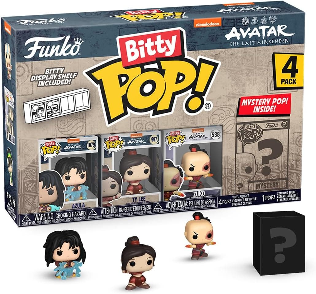 Funko Bitty Pop! Avatar: TLA - Azula 4PK - Azul with Lightning, Ty Lee, Zuko with Fire Daggers e uma minifigura misteriosa surpresa - 0,9 polegadas (2,2 cm) - avatar: The Last Airbender colecionável