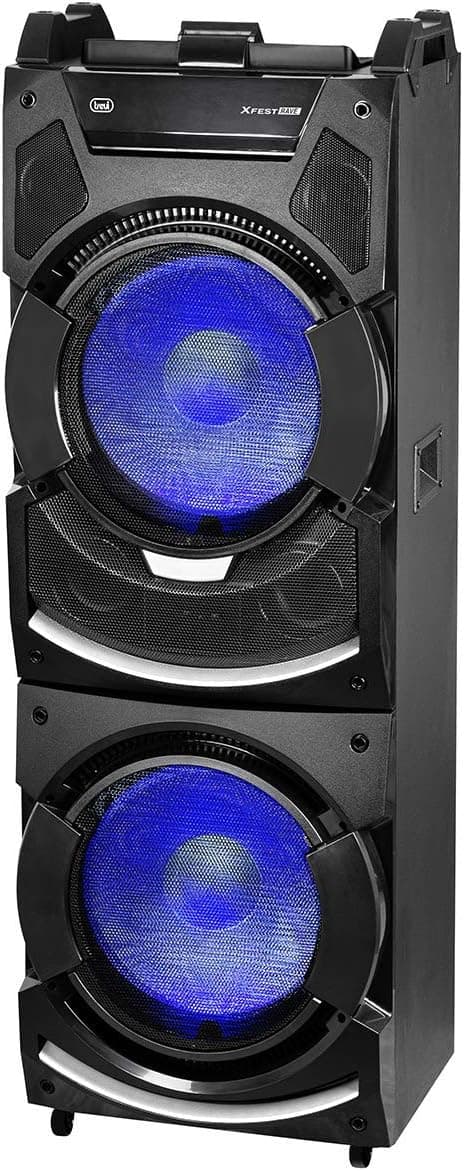 Trevi XFEST XF 4500 DJ Altifalante amplificador com MP3, USB, MicroSD, AUX-IN, Bluetooth, duas entradas microfones, refrigeração de ar forçado, Karaoke Party Speaker, bateria integrada
