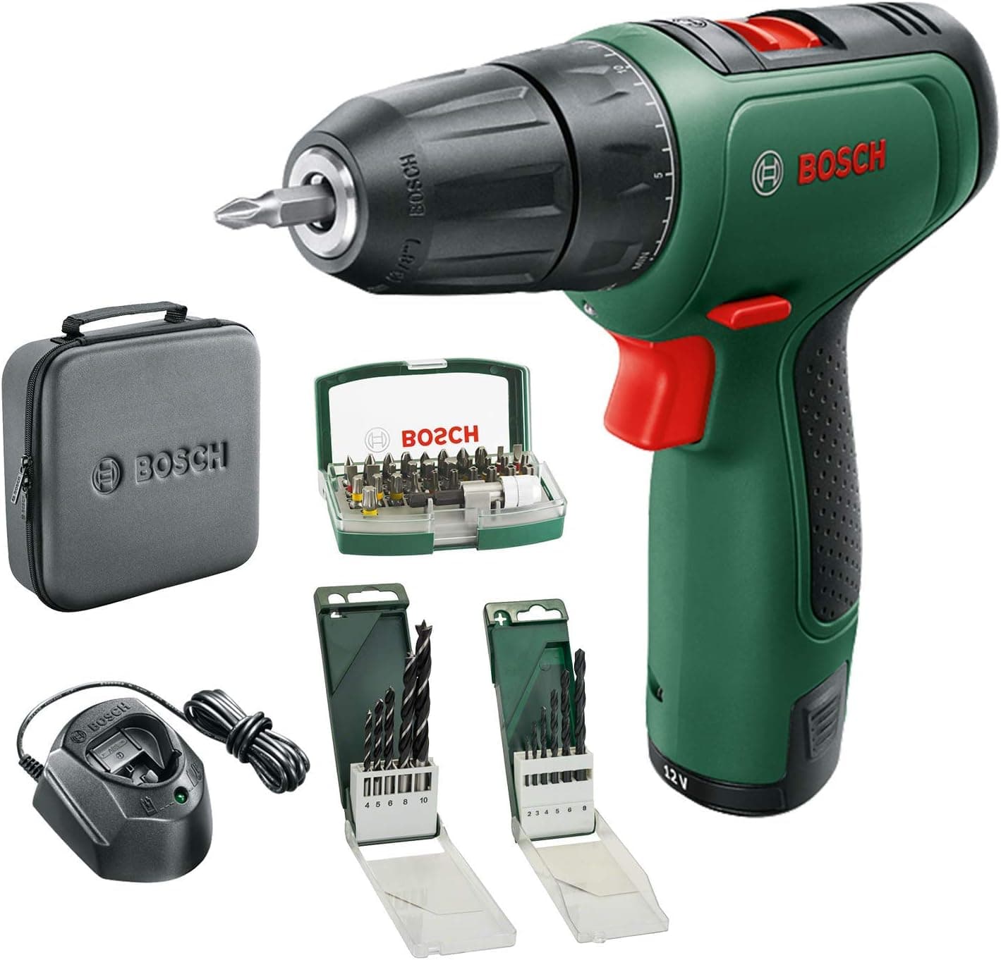 Bosch Broca / aparafusadora a bateria EasyDrill 1200 (bateria de 2,0 Ah, sistema de 12 V, conjunto de brocas e pontas de aparafusar, em capa macia) - Amazon Edition