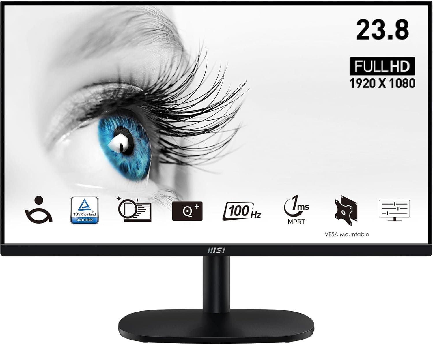 MSI Pro MP245V Monitor profissional, FHD de 23,8", 1920 x 1080, 100 Hz, VA, plano, antirreflexo, 16:9, 300 nits