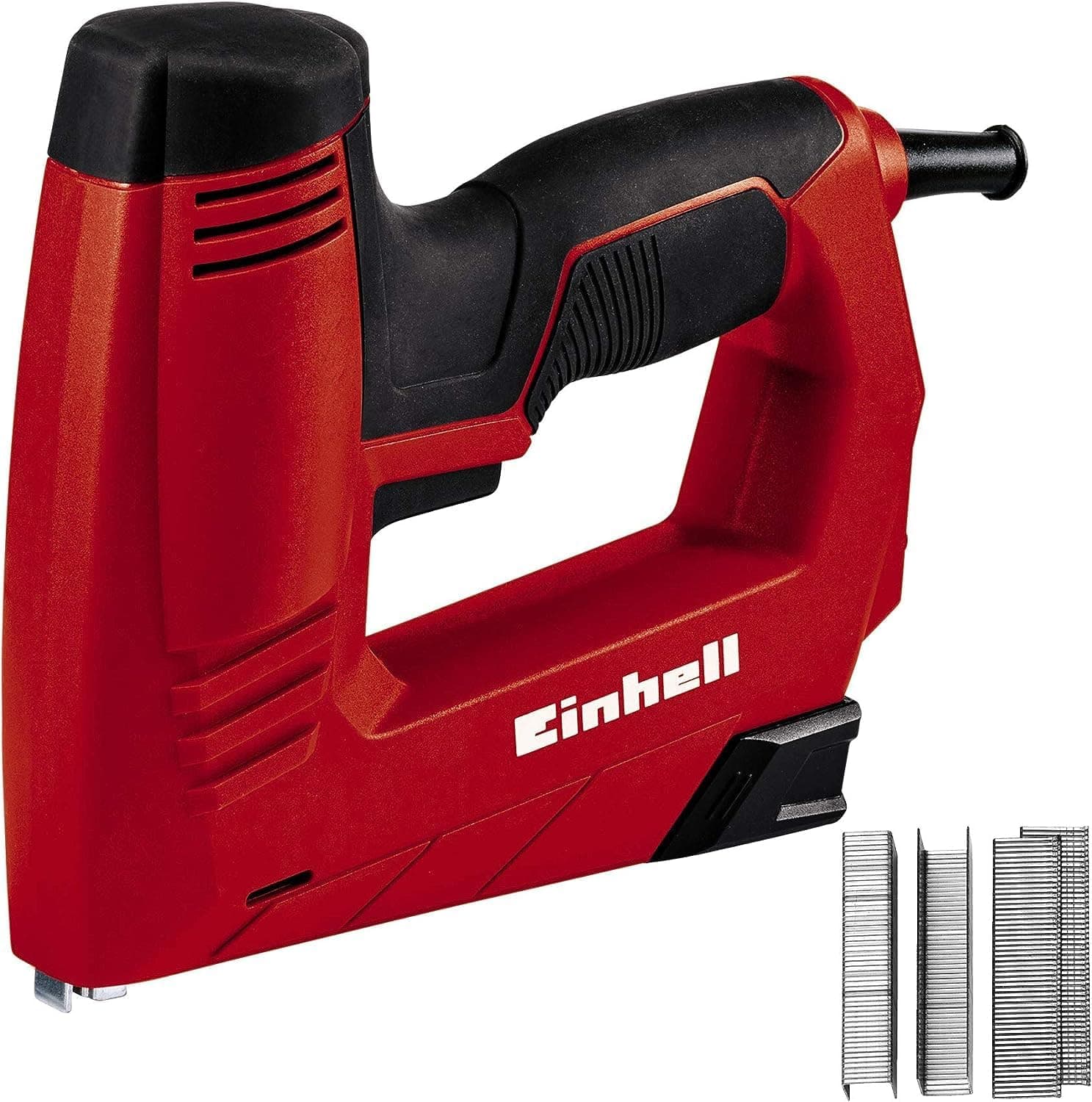 Einhell 4257890 TC-EN 20 E Agrafador elétrico com potência de 240 V, 20 percussões por minuto, comprimento do agrafo tipo 53 de 6-14 mm, comprimento do cravos tipo 48 de 14 mm, inclui 1000 agrafos 48 e 500 cravos 53