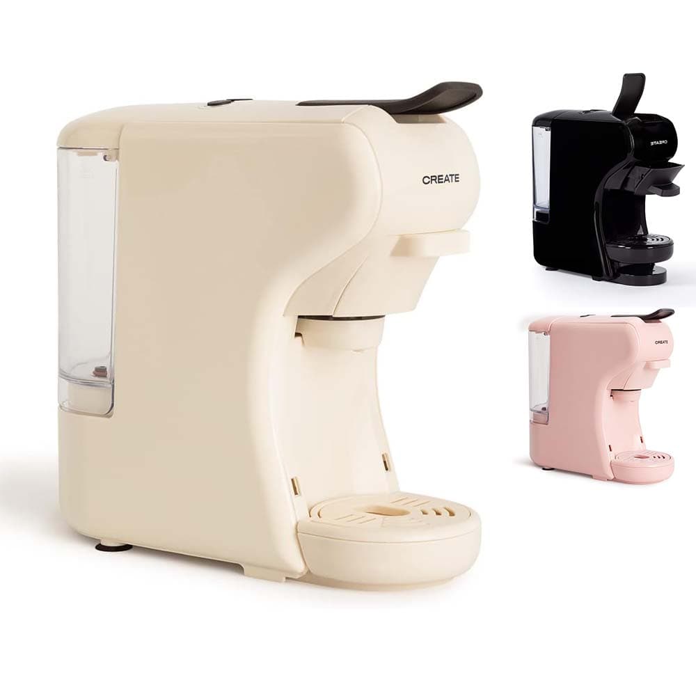 CREATE / POTTS STYLANCE/Cafeteira multicápsula express e café moído branco quebrado / 19 bar, programável, leve e compacta, tanque 600 ml, sistema Thermoblock, para café em todos os seus formatos,