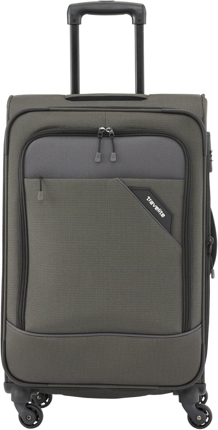 paklite Carrinho de mão de 4 rodas, leve, Derby, elegante carrinho de carcaça macia pequena com função TSA Lock Clip-on, 55 cm, 41 litros, cinza, 55 cm, 19800200