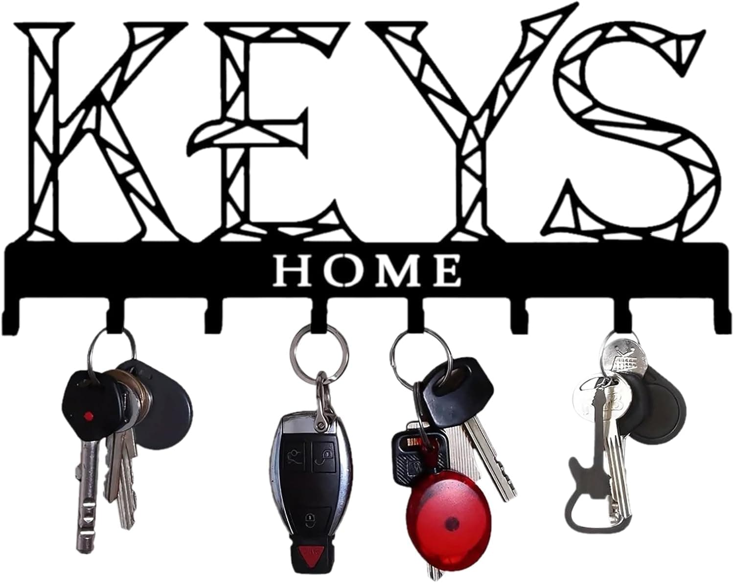 Lvjkes Cabide de de parede, cabide de chaves, porta-chaves de parede multifuncional preto, porta-chaves de parede metálico, com 8 ganchos para chaves, adequado para quartos, entradas, garagens (KEYS)