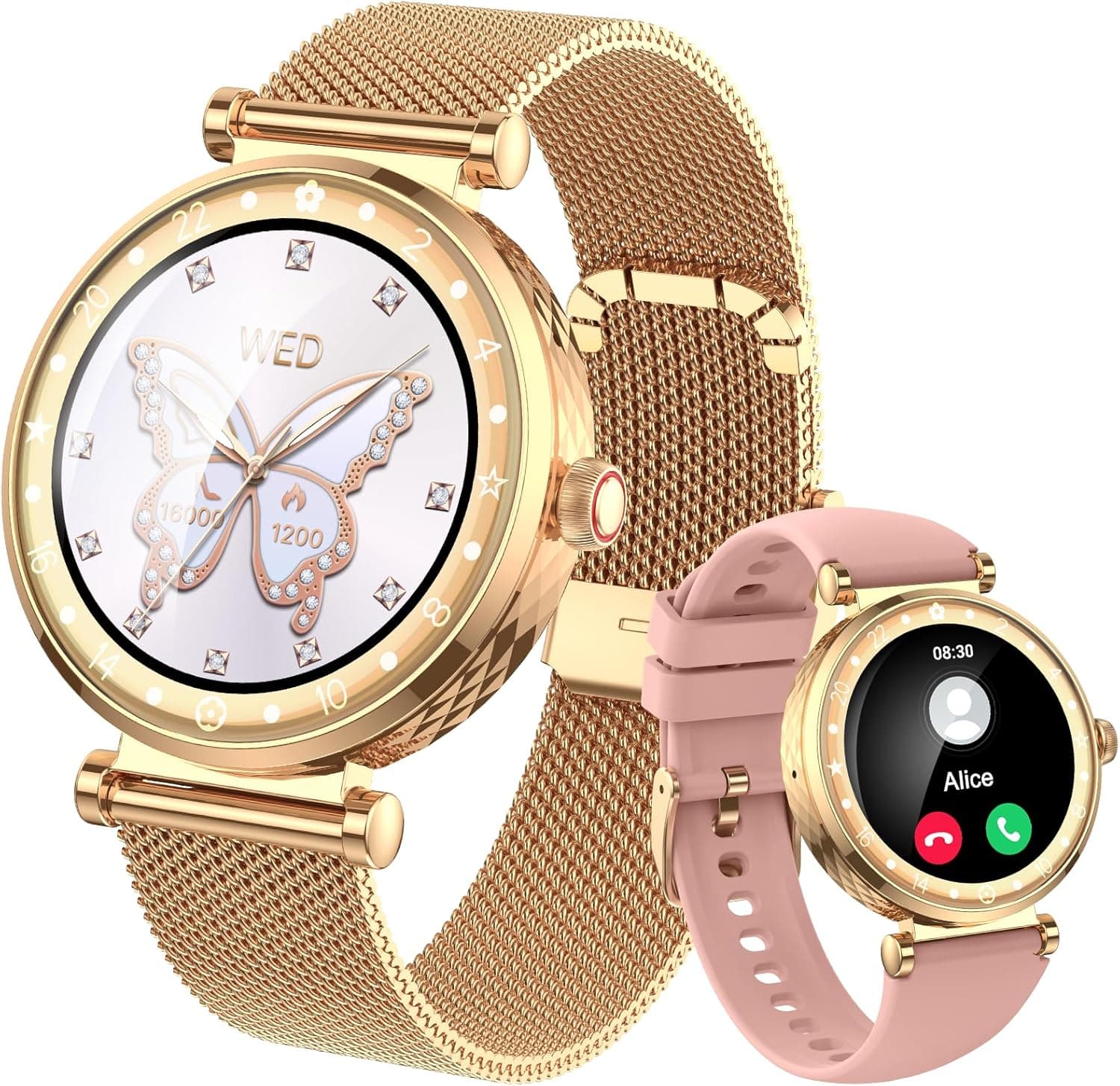Relógio inteligente mulher, 2025 novo Smartwatch mulher com chamadas, Smart Watch ciclo menstrual/monitor de sono/SpO2/Pedómetro/110 modos desportivos, IP68 impermeável relógio desportivo para Android