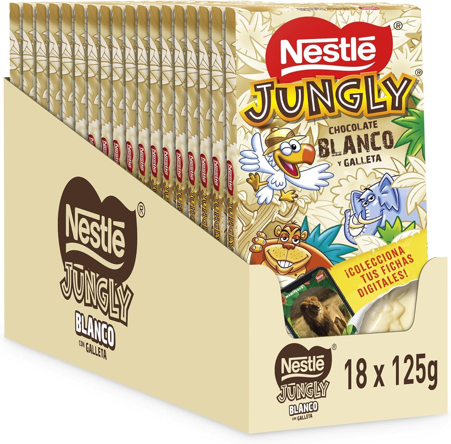 Nestle Jungly White chocolate branco e crocante biscoito 18 x 125 g