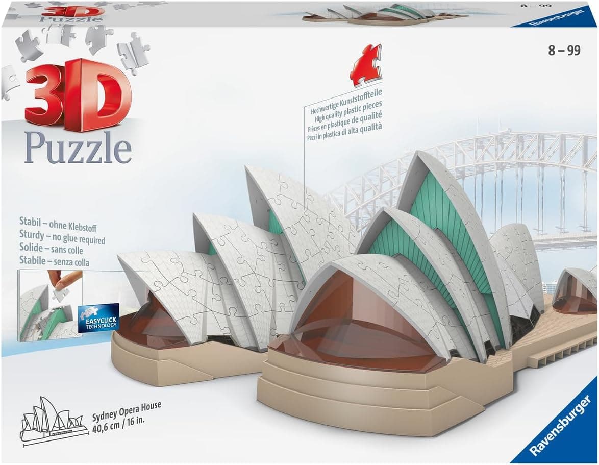 Ravensburger Puzzle, puzzle 3D, Sydney Opera House, 216 peças, idade recomendada 10, quebra-cabeças de qualidade