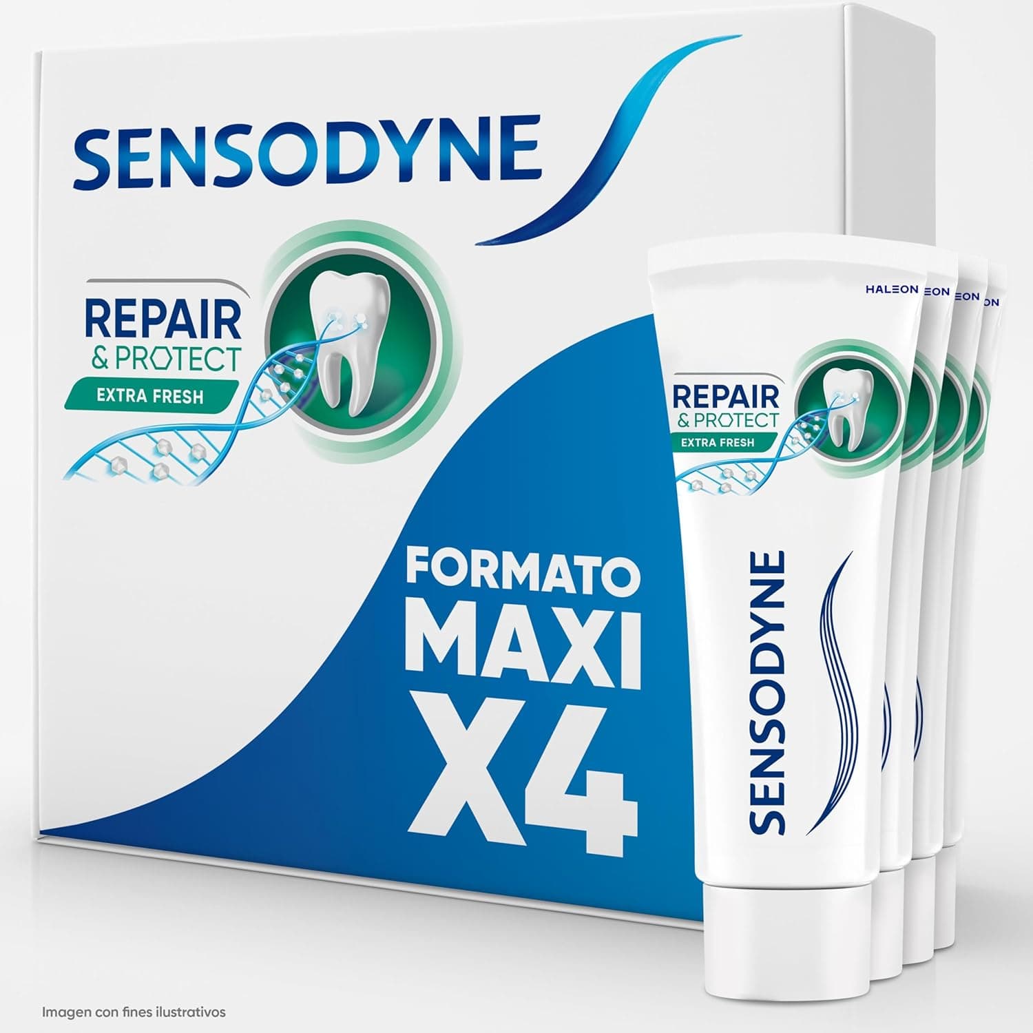 Sensodyne Repair & Protect Extra Fresh | Pasta de dentes para alívio da sensibilidade e proteção duradoura, 4 x 75 ml