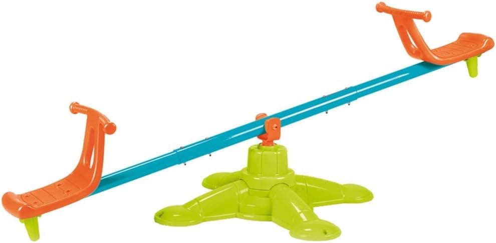 FEBER - Suba e baixa, rolamento resistente, para 2 crianças, cores azul verde e laranja, gira 360º, MAX 100 kg, para meninos e meninas desde 3 anos, (famosa 800010243)