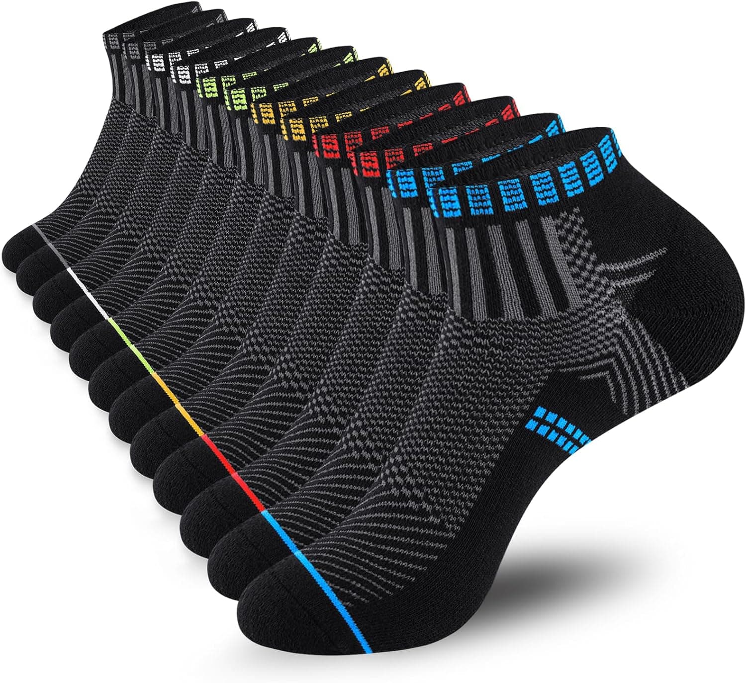 Stoeury | Pack de 6 pares de meias desportivas curtas respiráveis em algodão