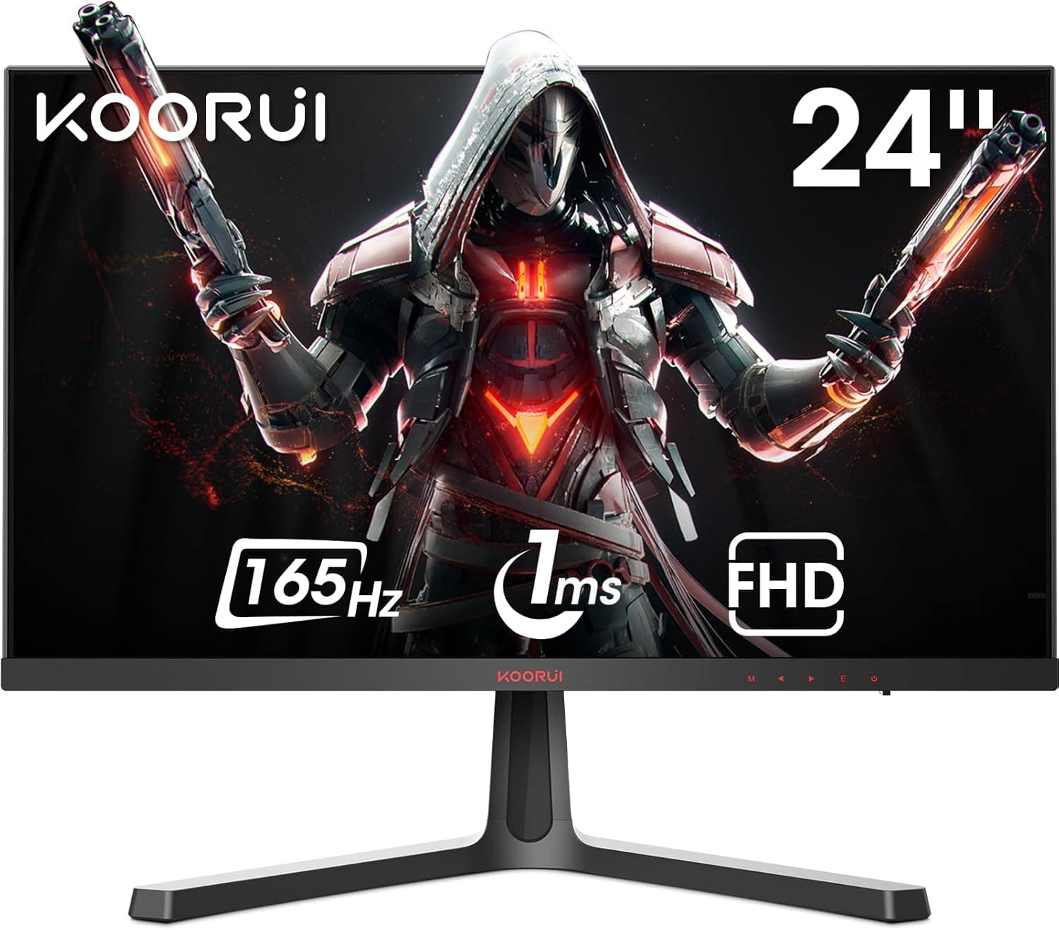 KOORUI Monitor de 24 polegadas, monitor de jogos FullHD de 165 Hz (1920 x 1080 p, taxa de 16:9, painel VA, DCI-P3 85%), tecnologia adaptável, Flicker-Free, azul baixo Light, C Cheiro Preto (24E4)