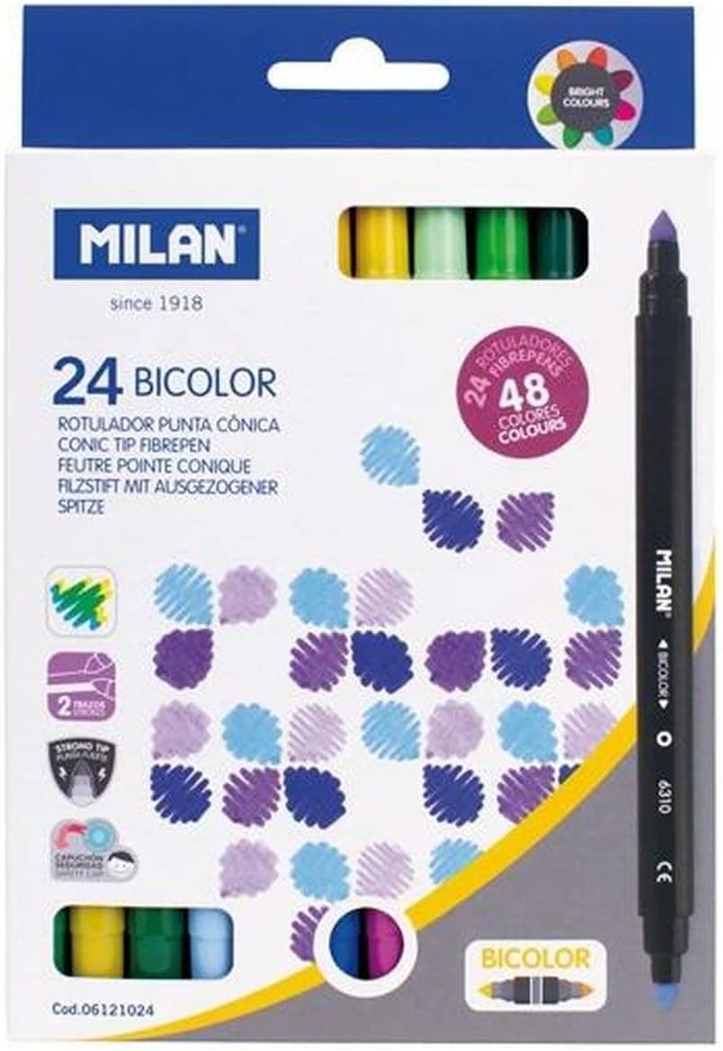 MILAN Conjunto de marcadores multicoloridos, 24 marcadores, 48 cores