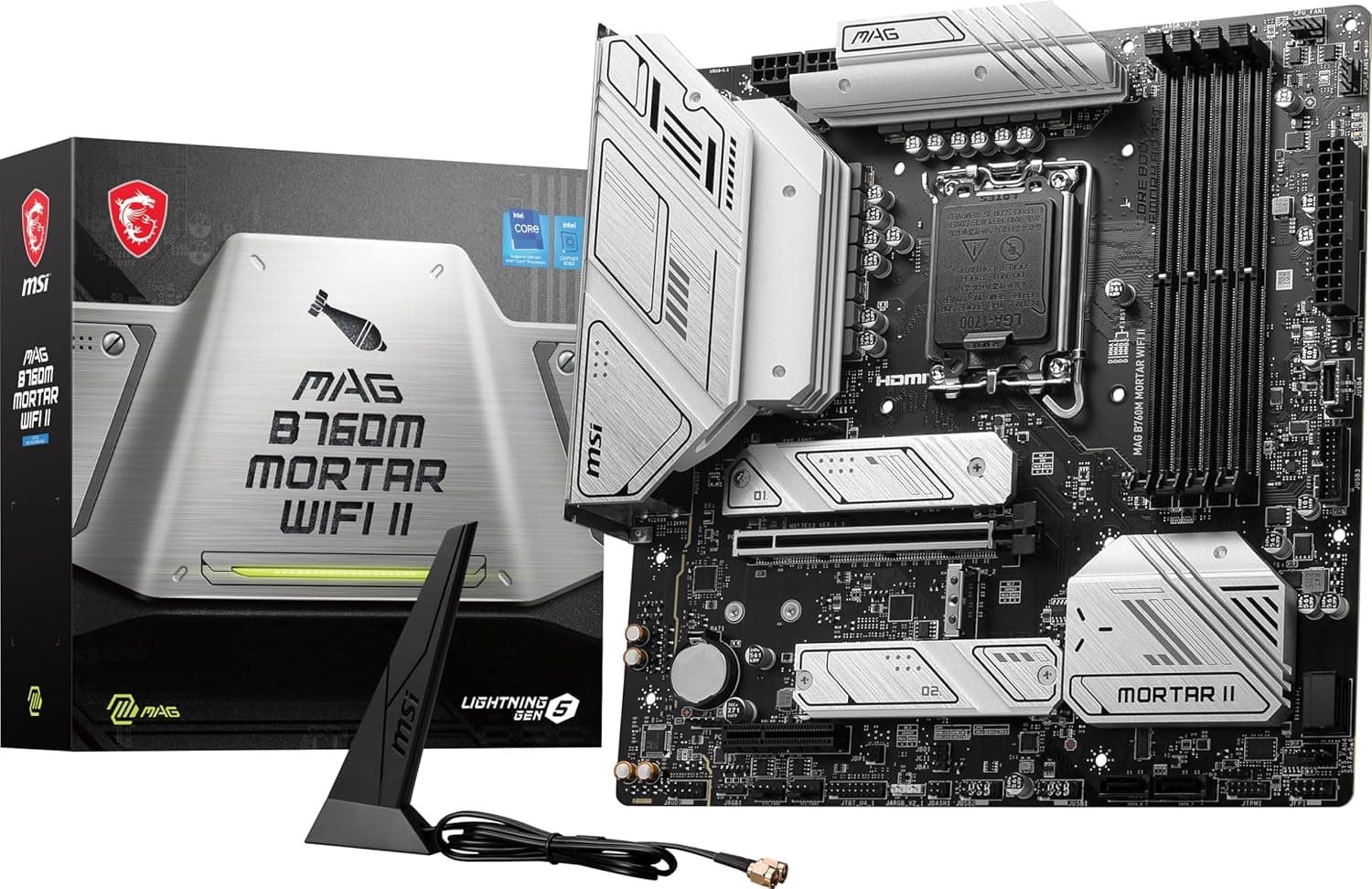 MSI MAG B760M Mortar WiFi II - Placa mãe para jogos (suporta processadores Intel de 12ª/13ª/14ª geração, LGA 1700, DDR5, PCIe 5.0, M.2, LAN de 2,5 Gbps, USB 3.2 Gen2, Wi-Fi 6E, mATO 1X
