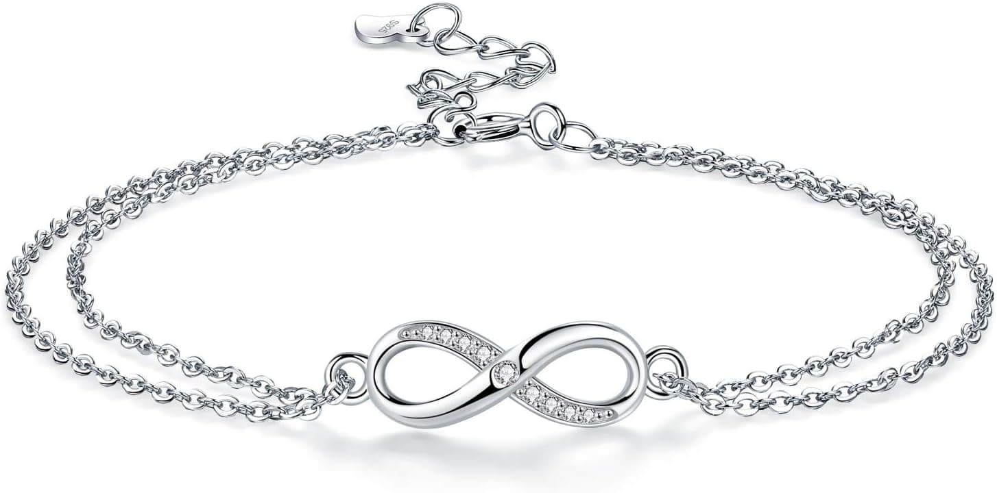 Micory Mulher prata de lei 925 infinito pulseira amor para sempre infinito pulseira ajustável presente para mulheres meninas