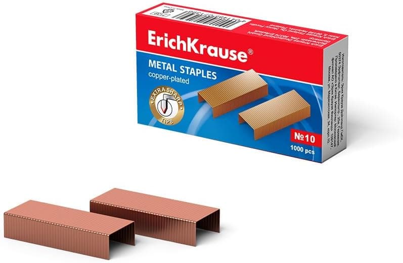 Erich Krause Copper | Agrafos resistentes à corrosão em cobre, embalagem com 1000 unidades