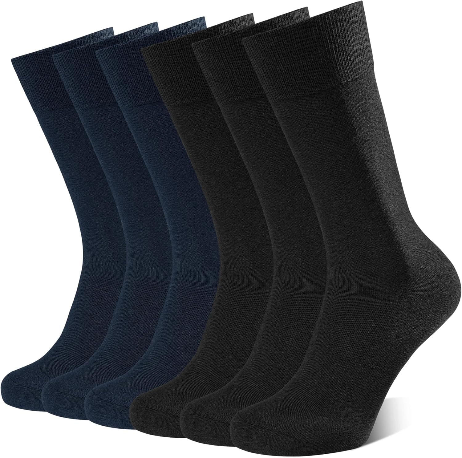 CLOSEMATE Meias executivas para homem, altas, finas, respiráveis, pack de 6 pares