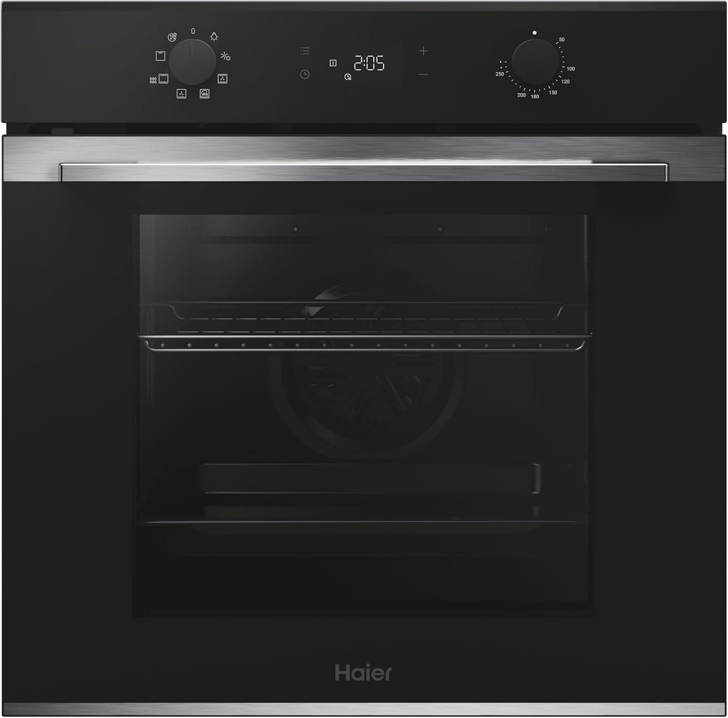 Haier ID Series 2 H6 | Forno multifunções hidrolítico embutido com 78 L, 9 modos de cozedura e display tátil em preto e inox