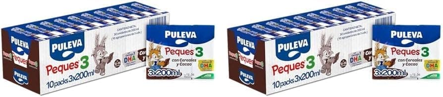 PULEVA PEQUES 3 com cacau e cereais de 12 a 36 meses - 10 embalagens de 3 x 200 ml (embalagem de 2)