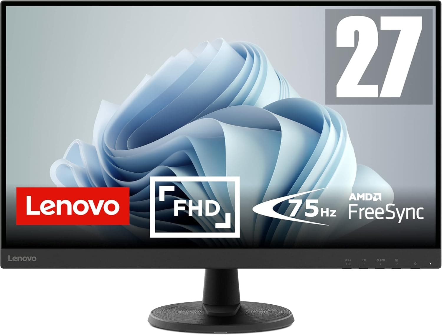 Lenovo D27-45 - Monitor FullHD de 27" (VA, 75Hz, 4 ms, HDMI, VGA, cabo HDMI, FreeSync) Ajuste de inclinação - preto