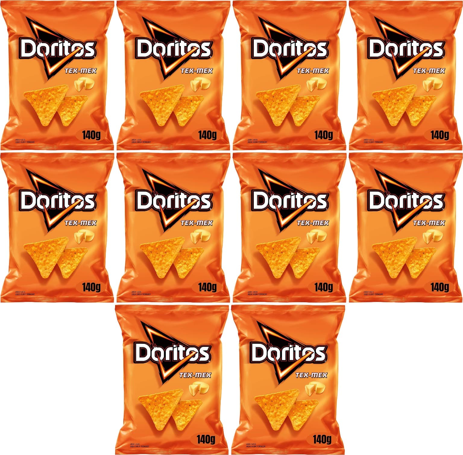 Doritos Tex Mex, natas com sabor a queijo, produto de aperitivo, saco individual, 140g x10