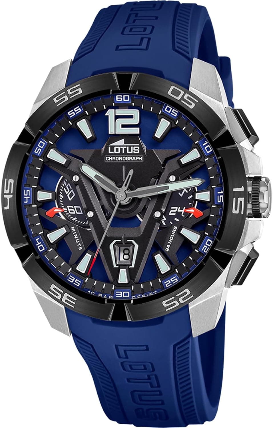 Lotus Relógio homem 18944/1 Vortex caixa de aço inoxidável 316 l prateado correia de borracha azul, azul, Correia