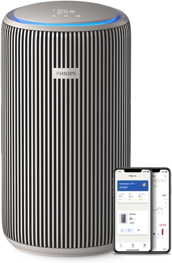 Philips PureProtect Série 3200: Purificador de ar inteligente, HEPA e filtro de carvão ativo, CADR 500 m³/h para 130 m², ultrasilencioso, captura 99,97% de alergénios, aplicação conectada (AC3210/12)