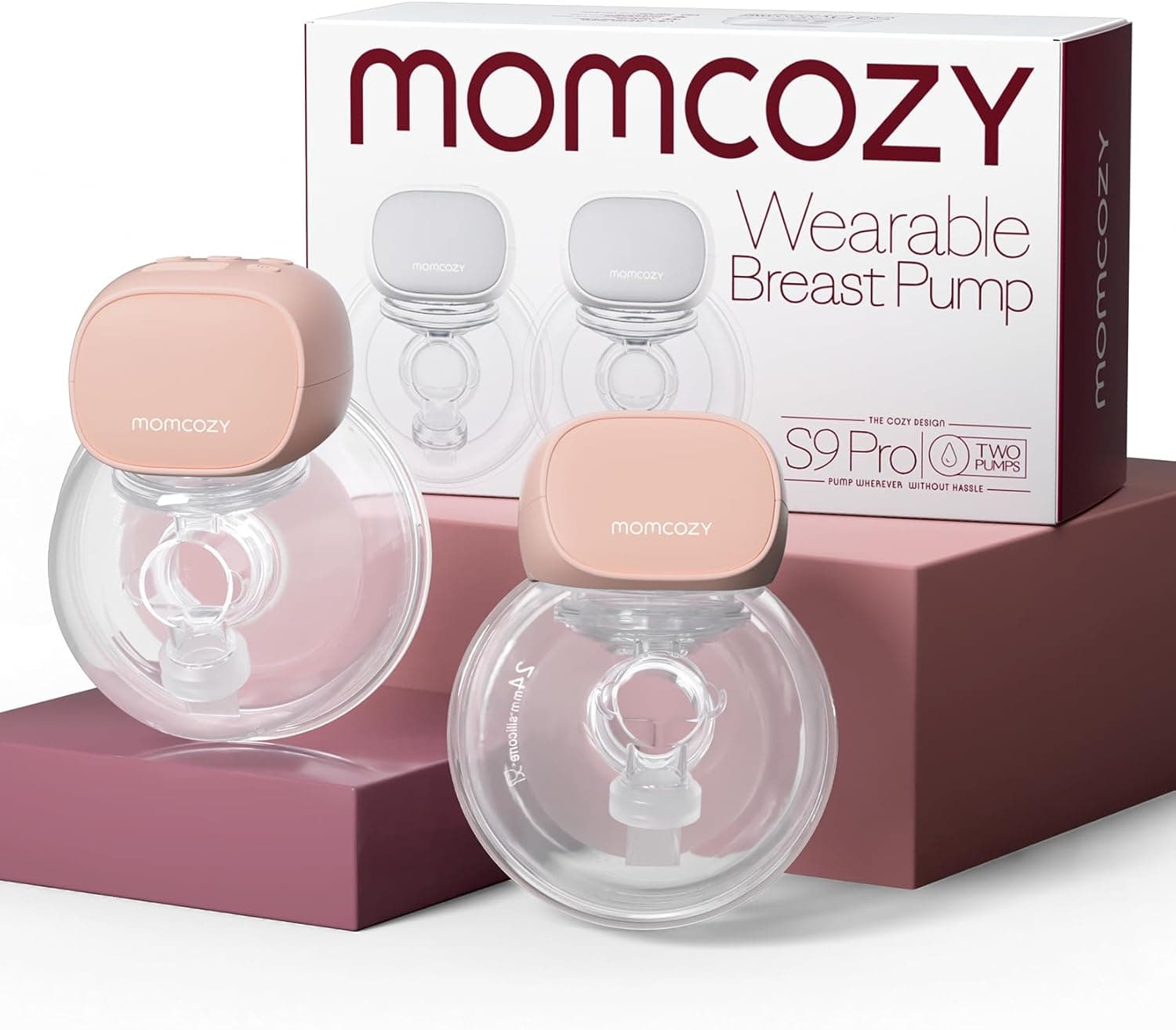 Momcozy S9 Pro Saquetes elétricos atualizados, removedor de leite mãos livres com ecrã LED, extrator de leite elétrico portátil com 2 modos e 9 níveis (cor-de-rosa, pacote de 2 unidades)