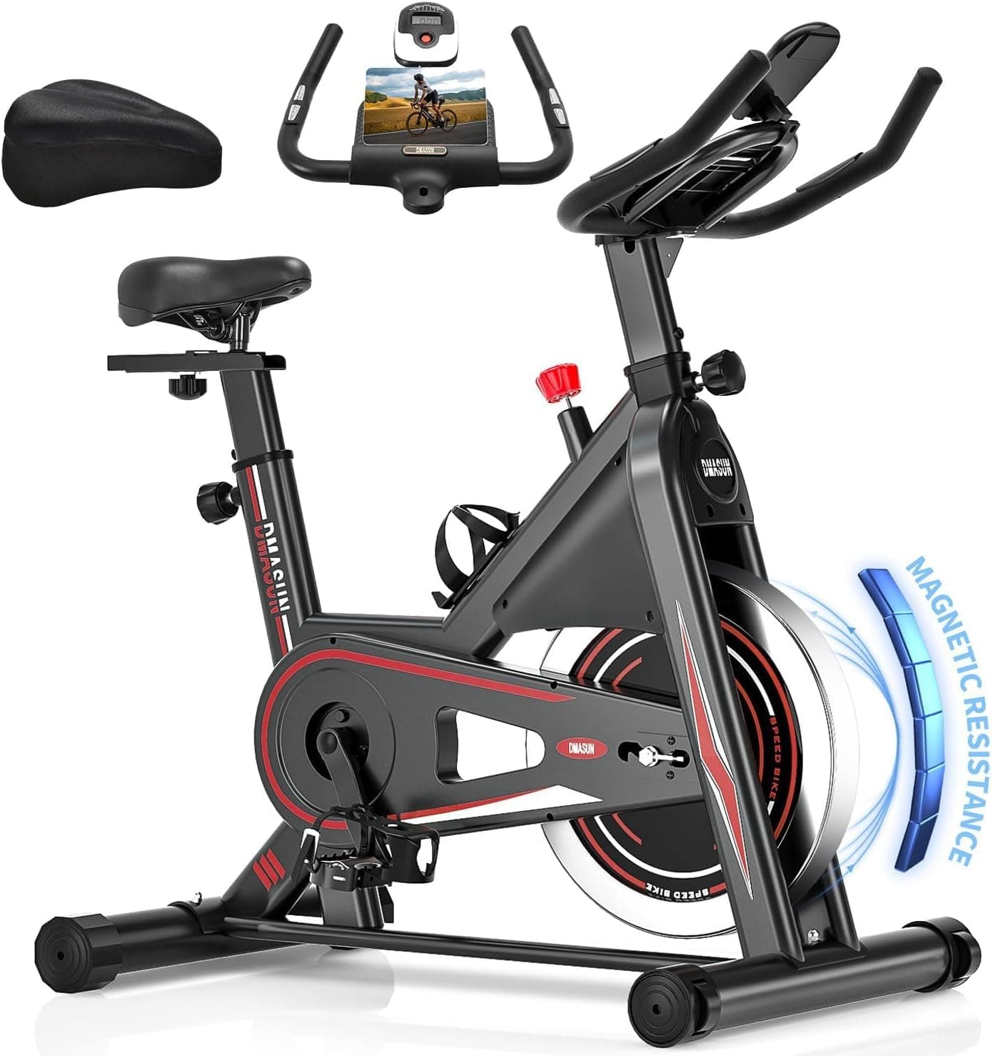 Bicicleta Estacionária, Bicicleta Estacionária Profissional DMASUN com Maior Resistência Magnética, Mais Silenciosa, Confortável e Estável, Capacidade de Carga até 160 kg (Capa de Selim de Bicicleta Estacionária Inclusa)