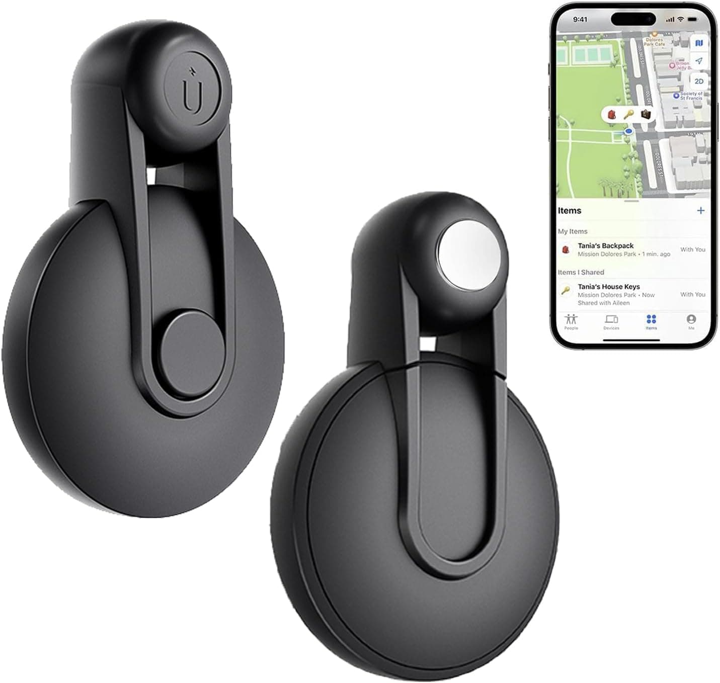 Rastreador GPS oculto, 2 unidades, anti-remoção GPS, com lápis de segurança, funciona com Apple Find My (apenas iOS) adequado para mochila, bagagem