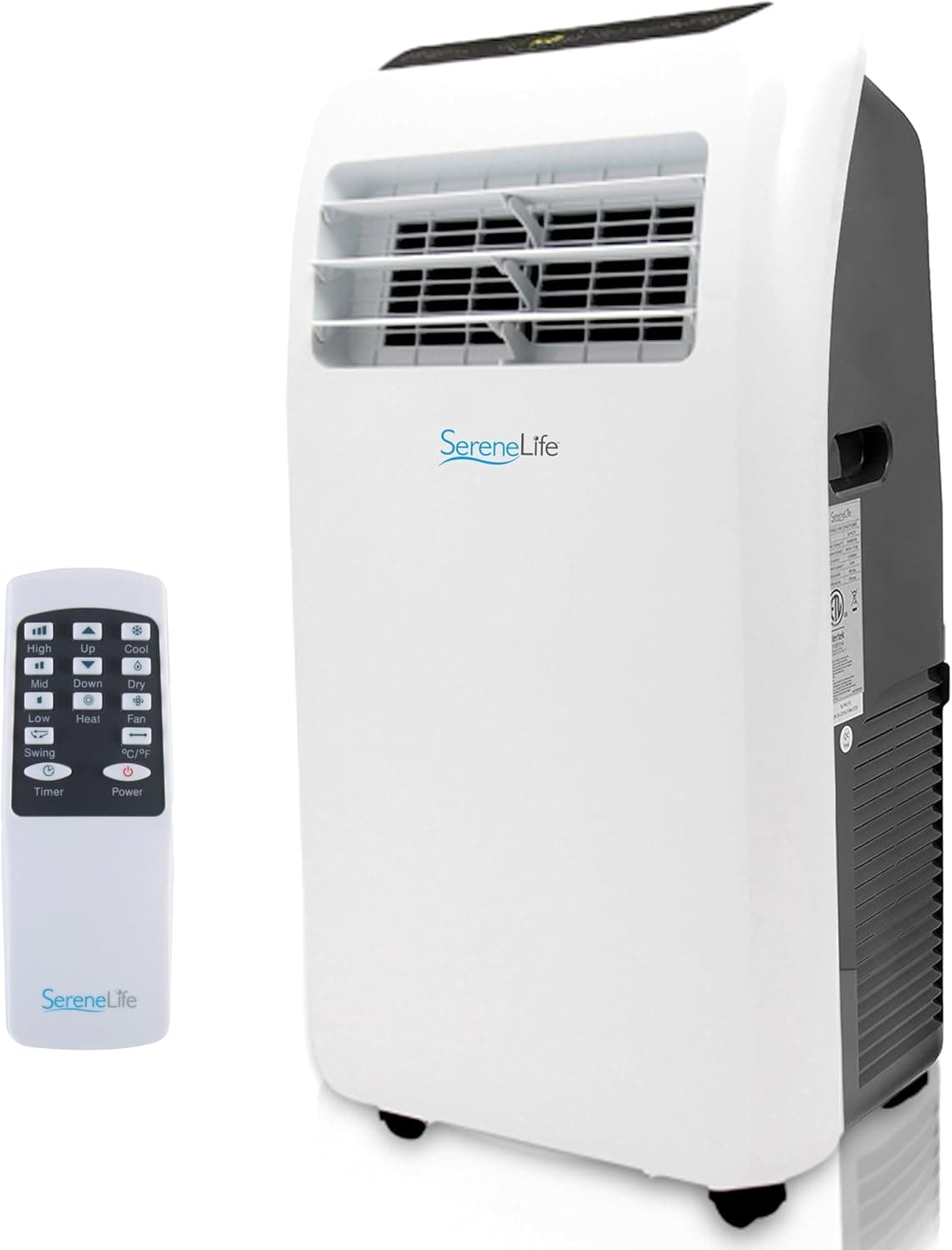 SereneLife Ar condicionado portátil, 12.000 BTU, telemóvel, silencioso, desumidificador, ventilador, kit de escape janela, controlo remoto, ideal para casa e escritório