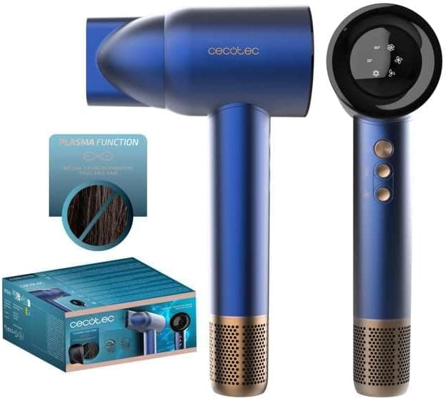 Cecotec Secador de cabelo IoniCare RockStar Nano IonTech Blue, secador com plasma, 11000 rpm, ecrã, controlo inteligente do calor, 3 temperaturas, função memória