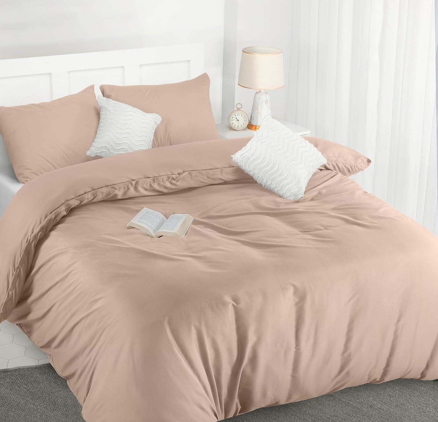 Utopia Bedding | Conjunto de capa de edredão 200x200 cm com 2 fronhas 50x75 cm em microfibra bege