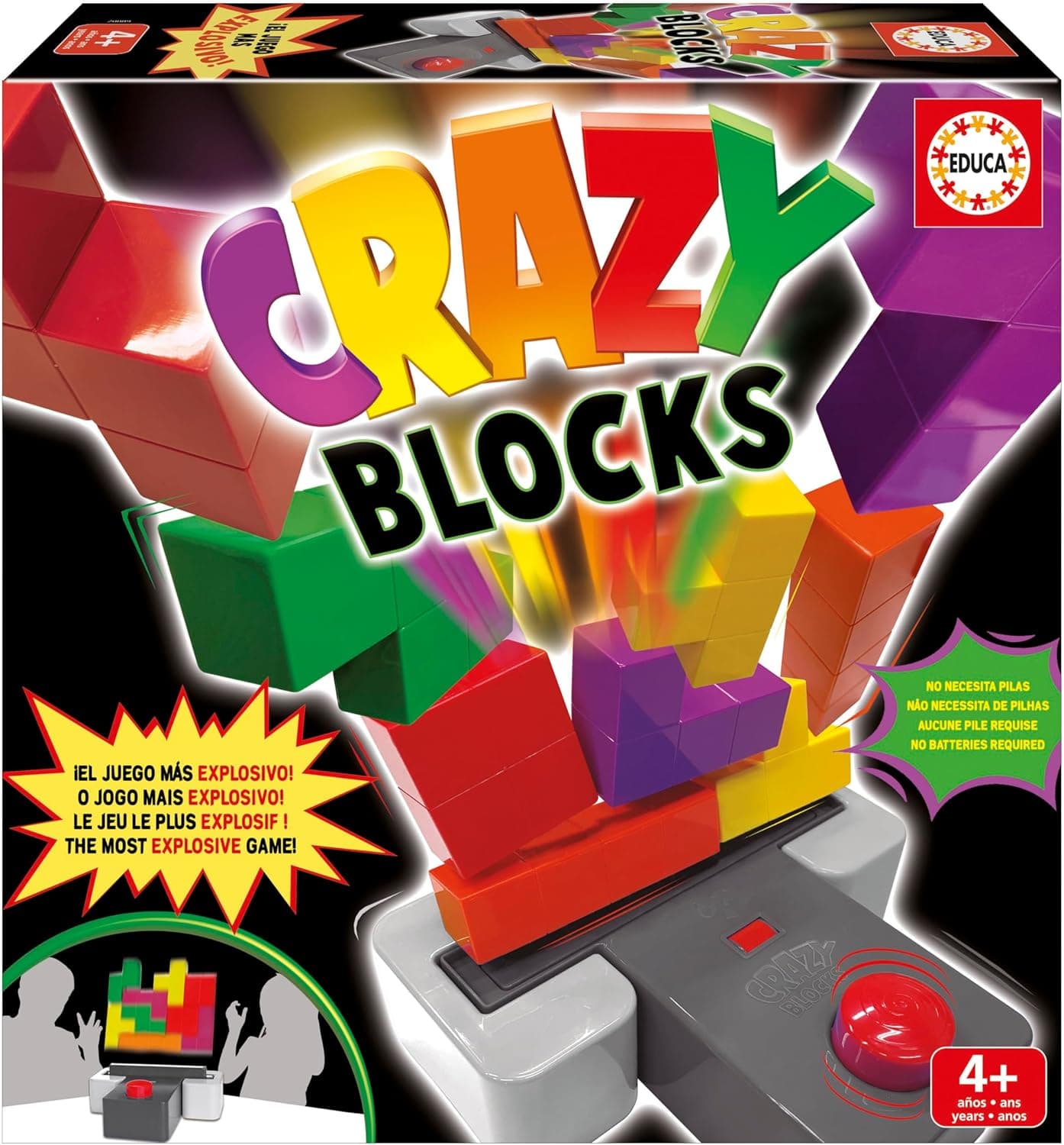 Educa - Crazy Blocks | O conjunto de blocos mais explosivo. Seja o mais rápido a colocar blocos ou saltar pelos ares. Dois níveis de dificuldade. 4 Anos (20089)