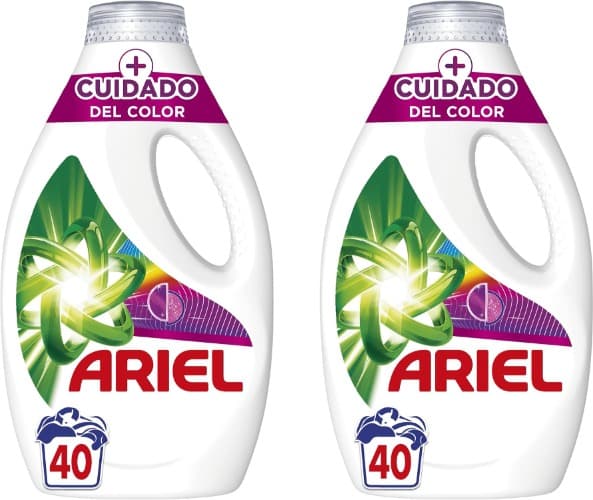Ariel + Cuidados extras da cor detergente líquido para máquina de lavar roupa, 40 lavagens x 2