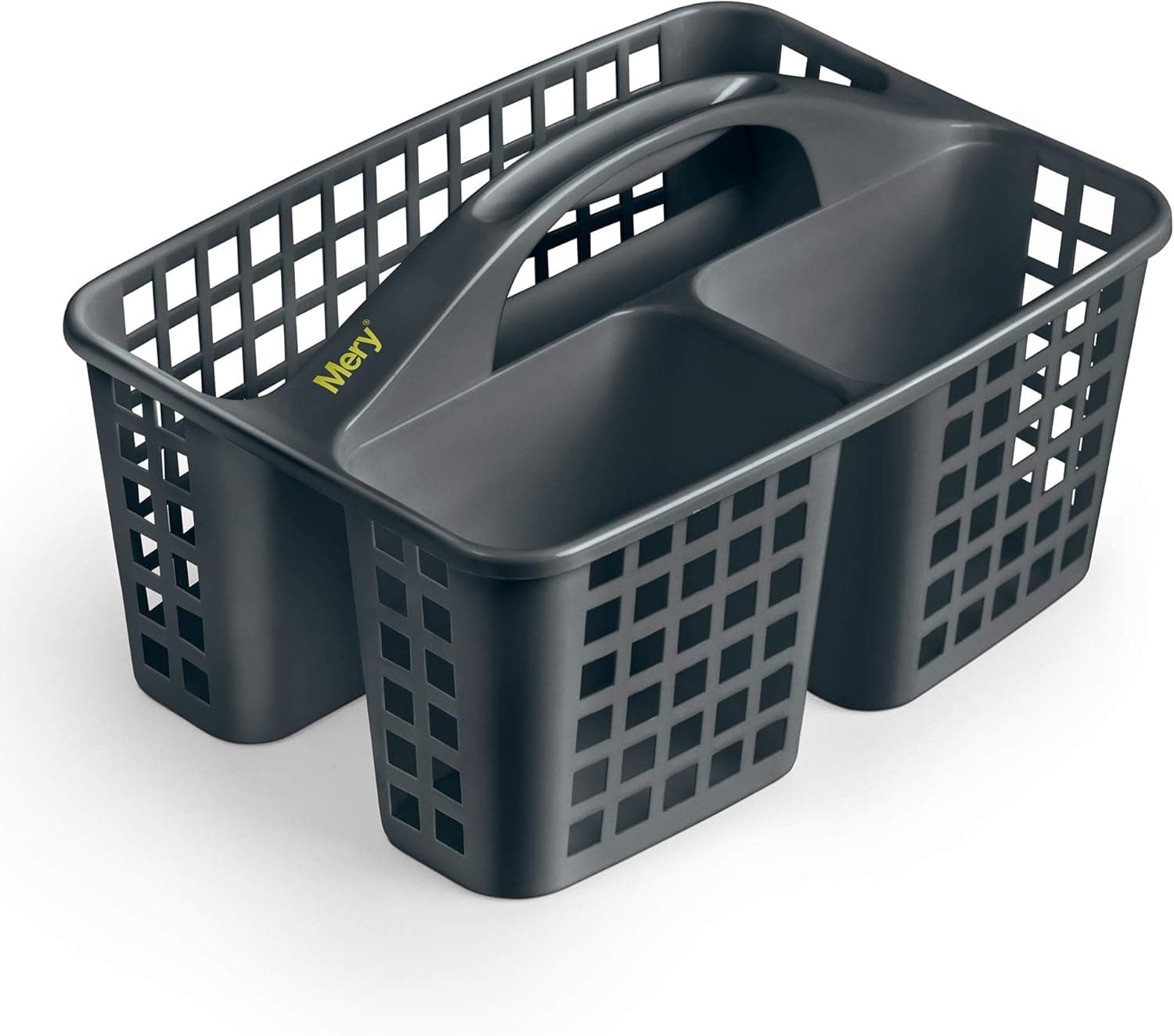 Mery | Cesto para produtos de limpeza, Organizador de produtos de limpeza sob lava-loiça, armazenamento de lava-loiça, 3 compartimentos, material resistente, cinzento escuro, 23,3 x 31 x 19 cm